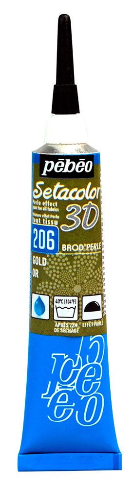 Контур по ткани для создания жемчужин Setacolor 3D 20 мл 557206 золото, Pebeo
