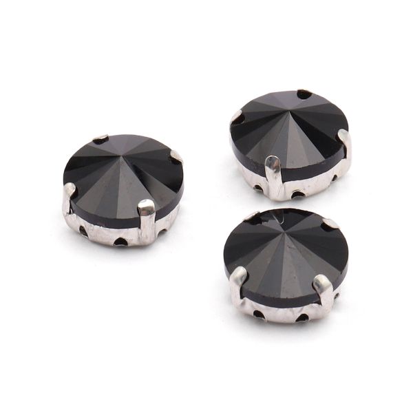 Хрустальные стразы в цапах круглой формы, черный 12 мм, 3 шт. Astra&Craft, РЦ018НН12