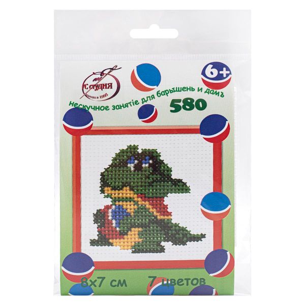 Набор для вышивания нитками РС Студия, Крокодил 8х7см