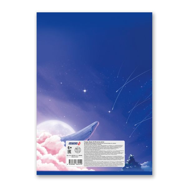 Тетрадь ученическая общая, глянцевая ламинация, A4 80 л. на скобе 65 г/м², белизна 100%, 6 шт, клетка, 000458 Магия ночи, Светоч 80ТСК4_3_2_1
