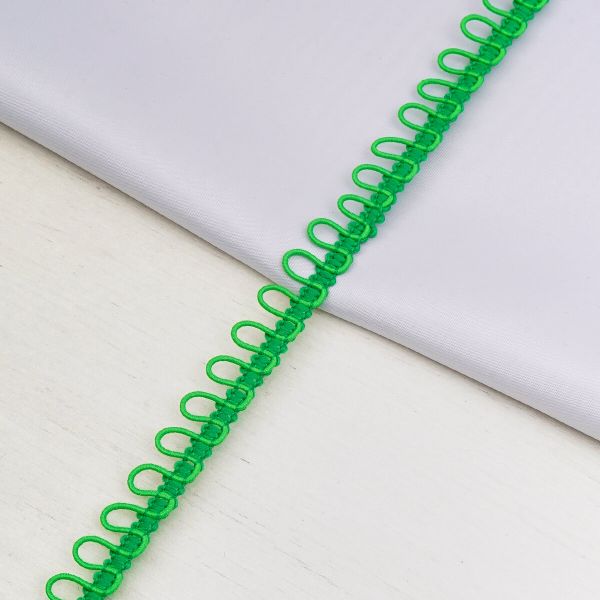 Тесьма декоративная с петлями 15 мм / 18.29 метра, зеленый, 13-7735