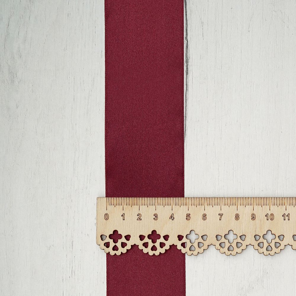 Лента атласная 1-сторонняя 50.0 мм / 22.86±1 метров, 030 т. бордовый, Globus