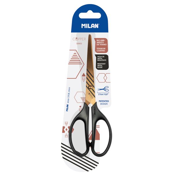 Ножницы универсальные 17 см, черные, Milan BWM10425CPK