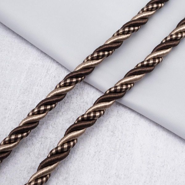 Шнур витой (мебельный) ⌀8.0 мм / 25 метров, 2-цветный, 93200 коричневый/бежевый