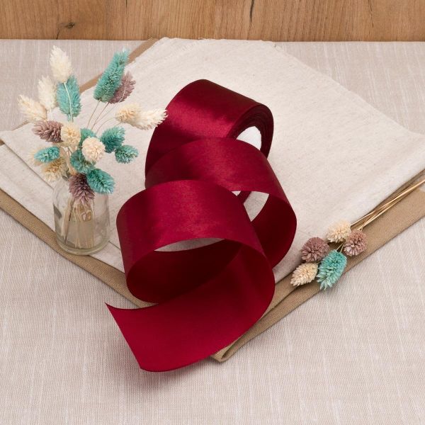 Лента атласная 1-сторонняя 50.0 мм / 22.86±1 метров, аналог 7730446, 152 бордовый, DDZ2401, Globus