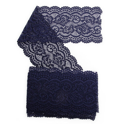 Кружево эластичное (стрейч) 100 мм / 3 метра, C147 индиго