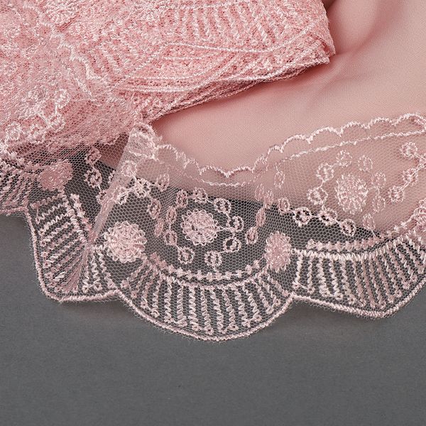 Кружево на сетке 55 мм / 13.71 метра (жесткая сетка), Exclusive TBY J2052W-2, цв.R1815 розовый, Kruzhevo