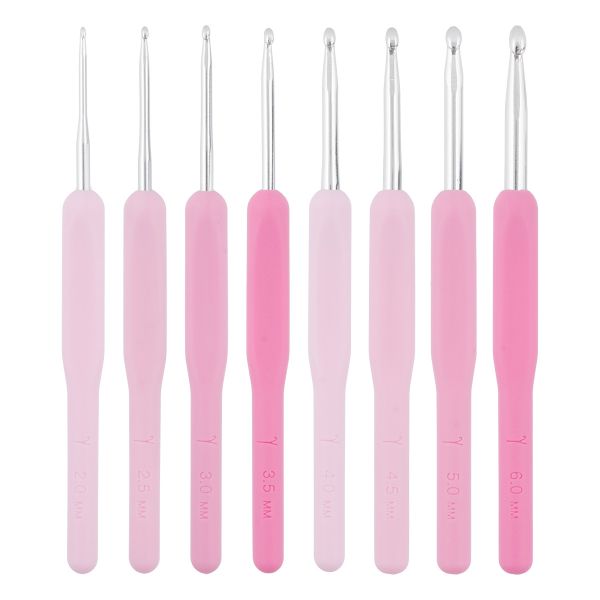 Набор крючков для вязания ⌀2.0-6.0 мм, 14 см, алюминий в пенале /2; 2.5; 3; 3.5; 4; 4.5; 5; 6 мм/, Gamma CHP-01