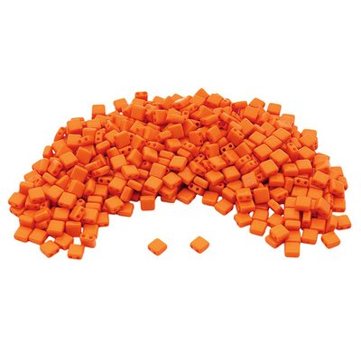 Бусины пластик 6х6х3 мм, 50 г, с двойным отверстием, плоский квадрат, 4 оранжевый, Astra&Craft 7429