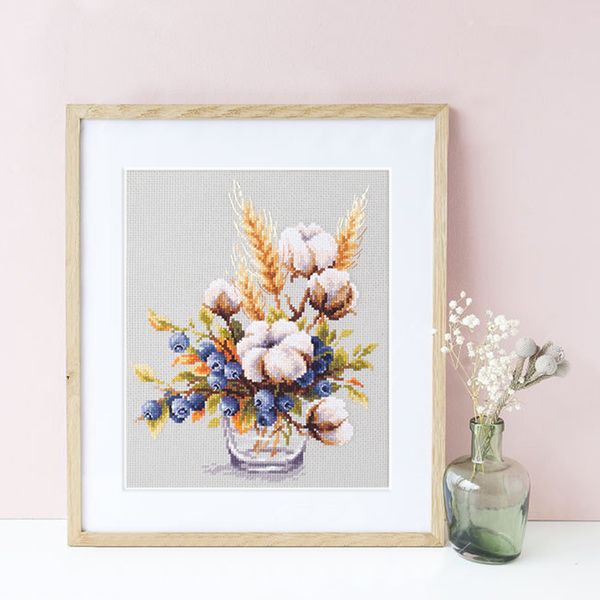 Набор для вышивания нитками Чудесная игла, Хлопок и черника 18х23 см