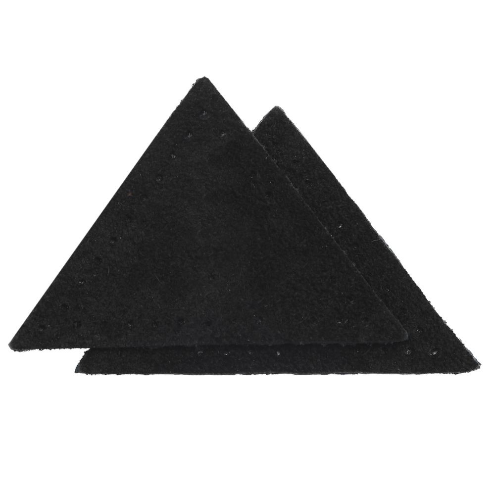 Заплатки пришивные из замши, треугольник равнобедр., стор.5см, с перфорацией, 2 шт, 100%кожа, 20 черный, 59901