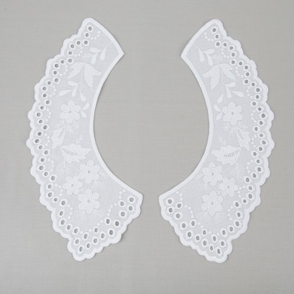 Пришивной кружевной воротник шитьё 120 мм, 5 пар Турция, белый, Gamma VYEM-23-01M