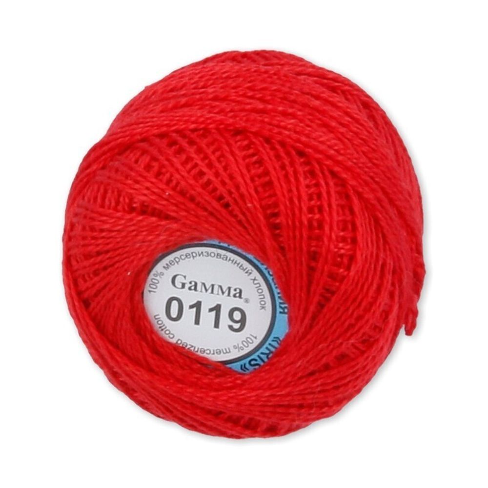 Пряжа нитки Ирис / уп.10 мот. по 10г, 82м, 0119 яр-красный, Gamma Пряжа нитки Ирис / уп.10 мот. по 10г, 82м, 0119 яр-красный, Gamma