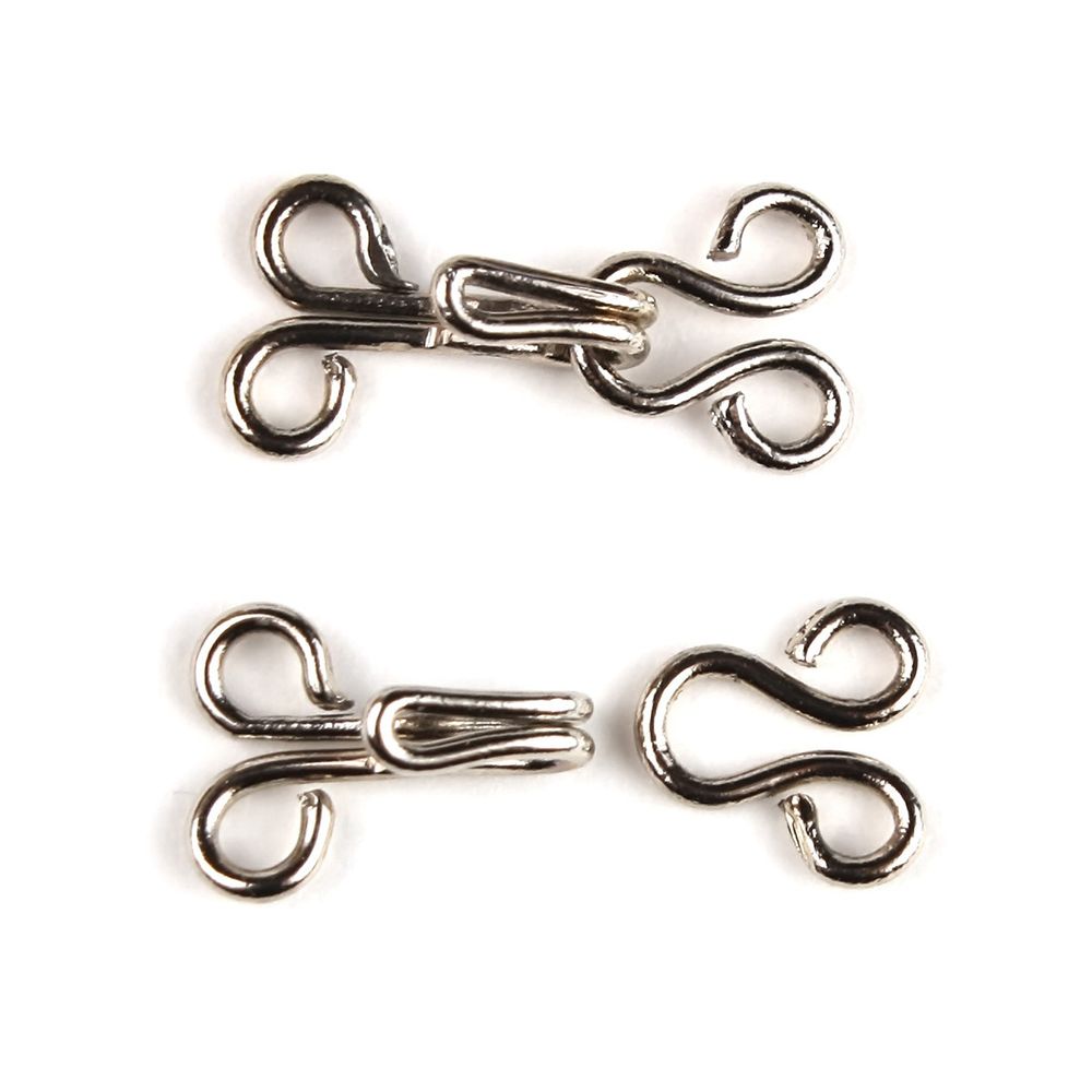 Крючки с петельками одежные 7 мм, никель, серебристые, 14 шт, Pony