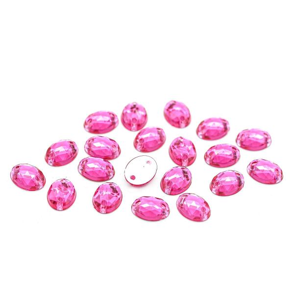 Стразы пришивные, акриловые, 6х8мм, 20 шт/упак (овальные) Astra&Craft (02 фуксия)
