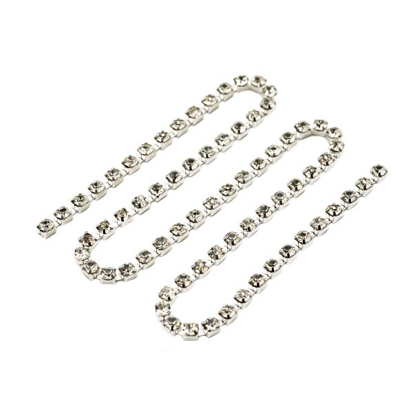Стразовые цепочки (серебро), цвет: белый, размер 3 мм, 30 см/упак., ЦС001СЦ3