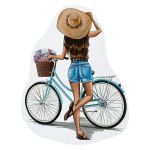 Термотрансфер, 1 шт, М-224 девушка с велосипедом 13х17 см, Gamma M №02