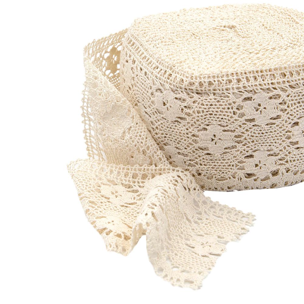 Кружево вязаное (тесьма) 125 мм / 25 метров, рис125.01.038 суровый