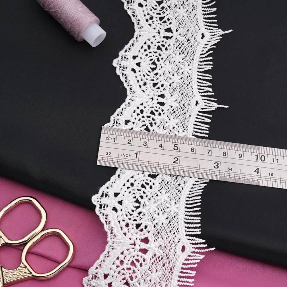 Кружево гипюр (плетёное) 72 мм / 9.14 метров, C501 белый