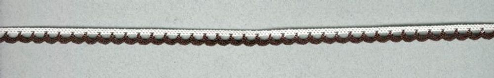 Кружево вязаное (тесьма) 07 мм, белый с коричневым, 30 метров, IEMESA