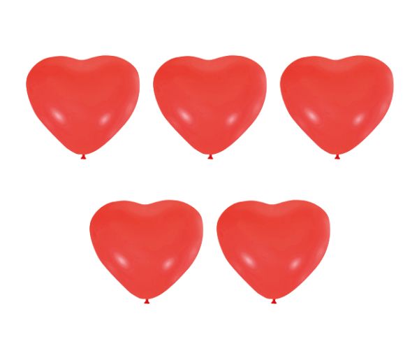 Набор воздушных фигурных шаров Сердце 30 см, 5 шт, 01_красный, Boomzee BWH-30