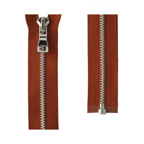 Молния металл Т5 (5 мм) 1 зам., разъем., 60 см, декор, серебро, каштановый Premium, MLP-5 Gamma, 1 шт