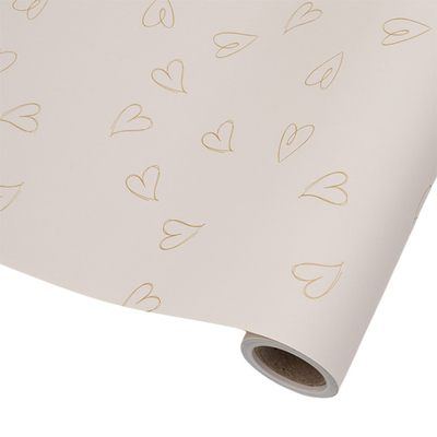Пленка упаковочная для цветов и подарков Большие сердечки, 65 мкр, 58см / 10м ± 5% (VH2554 светло-серый с сердечками)