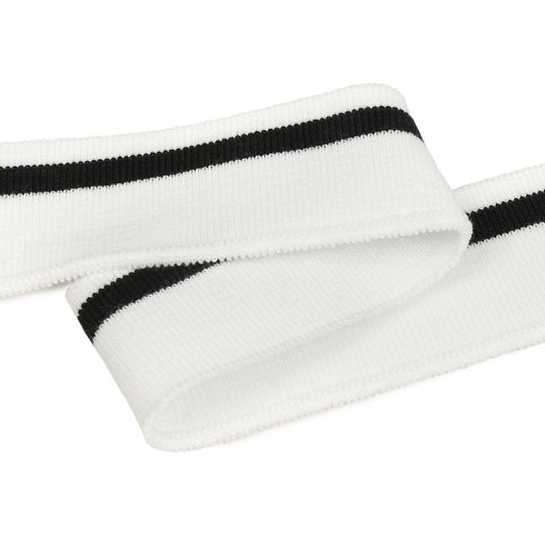Подвяз (довяз) трикотажный 3.5х80 см, белый с черной полосой, 100% п/э, 5 штук