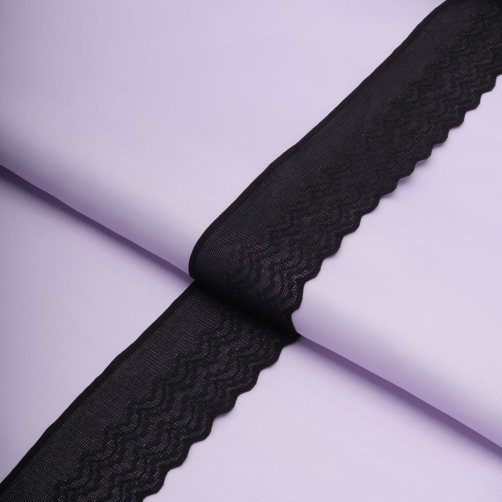 Кружево эластичное (стрейч) 42 мм / 22.86 метра, черный, 3AR2758