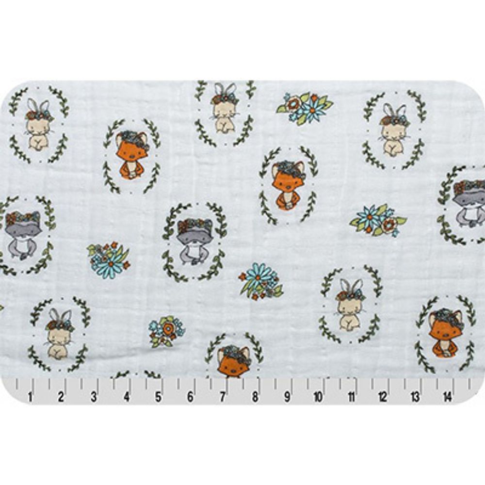 Ткань для пэчворка Peppy SMD Embrace (марлевка), отрез 100х125 см, 110 г/м², flower crowns saltwater, Shannon Fabrics