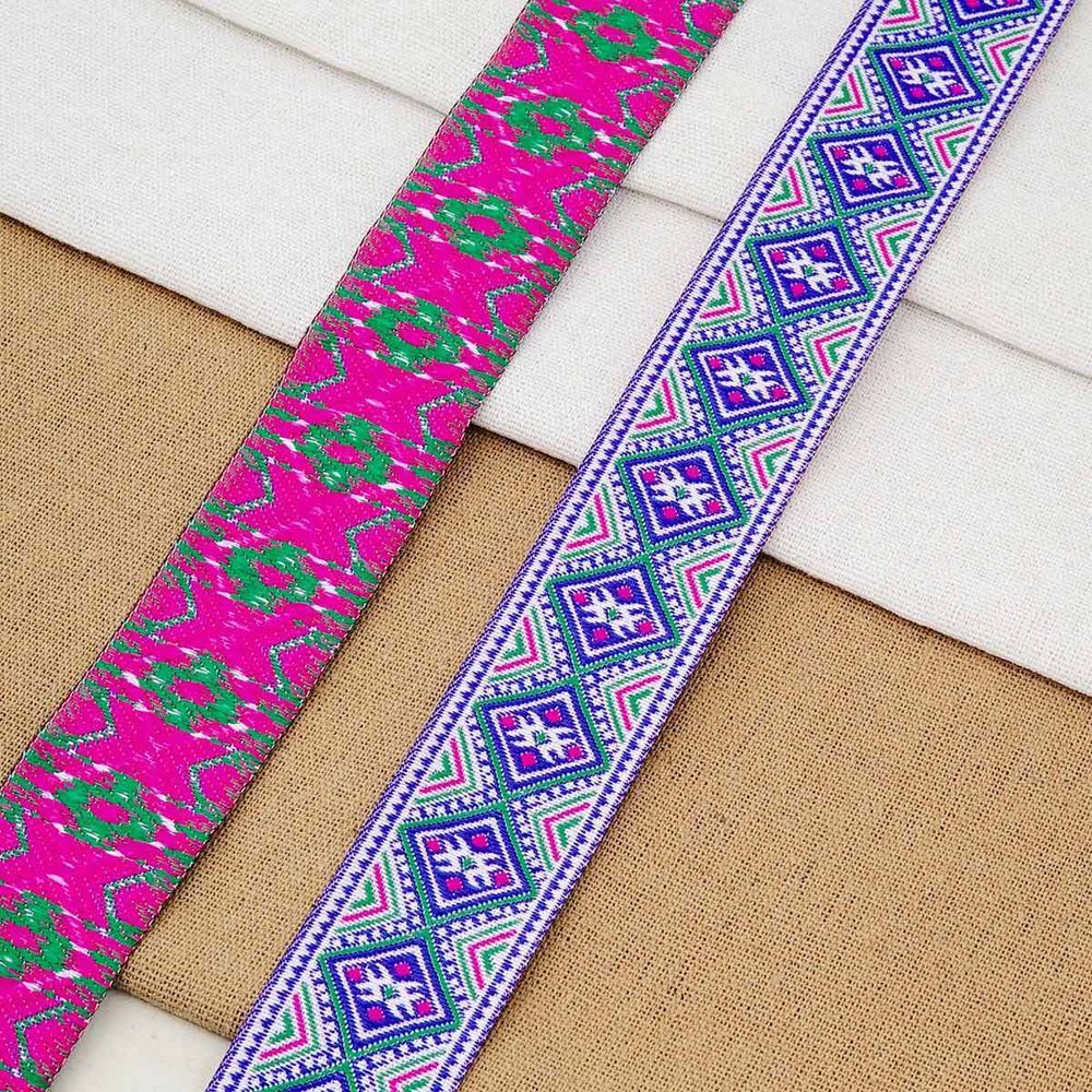 Лента (тесьма) жаккардовая 33.0 мм / 7 метров, голубой, 11828