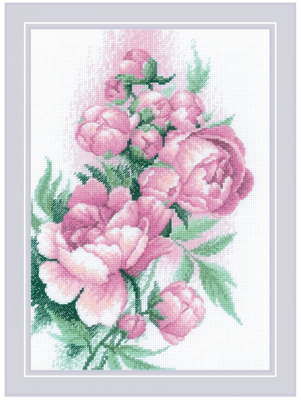 Набор для вышивания нитками Риолис, Пышность пионов 21х30 см