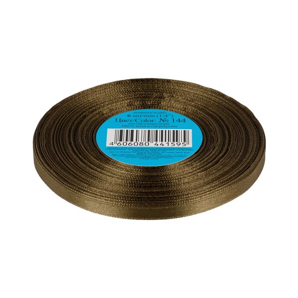 Лента атласная 1-сторонняя 6.0 мм / 33±2 метра, 144 т.хаки, Gamma
