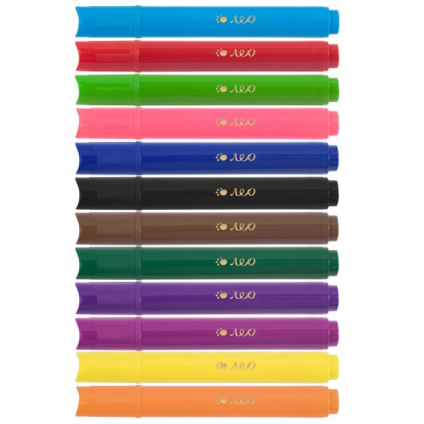 Фломастеры утолщенные смываемые 12 цв, Лео LGFP-12