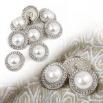 Пуговицы металлические на ножке 32L-20 мм, С-MP15 цв.серебро/перламутр, 10 шт