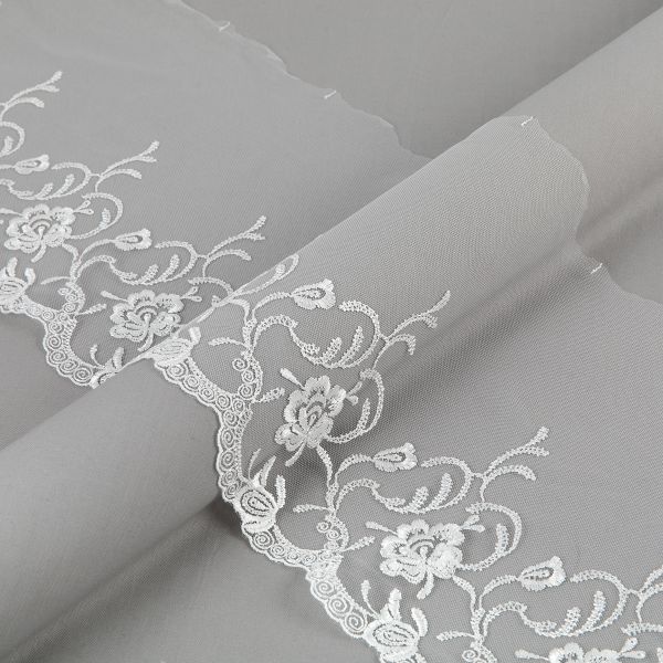 Кружево на сетке 190 мм / 10 м, слоновая кость, Gamma GKM-1901