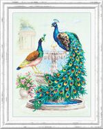 Набор для вышивания нитками Чудесная игла, Павлины 30х40 см