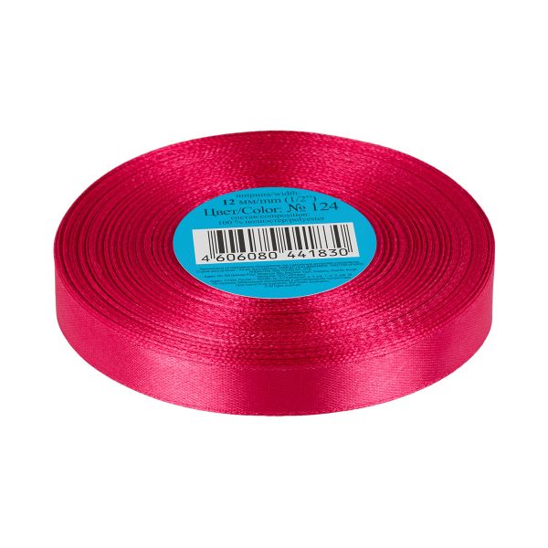 Лента атласная 1-сторонняя 12.0 мм / 33±2 метра, 124 св-вишневый, Gamma