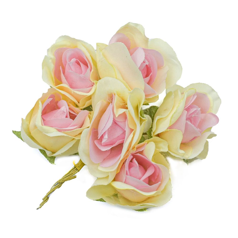 Букет декоративный Розы D3,5х4хH11см, 6шт, Astra&amp;Craft (F223 светло-зеленый и розовый), MH1-103