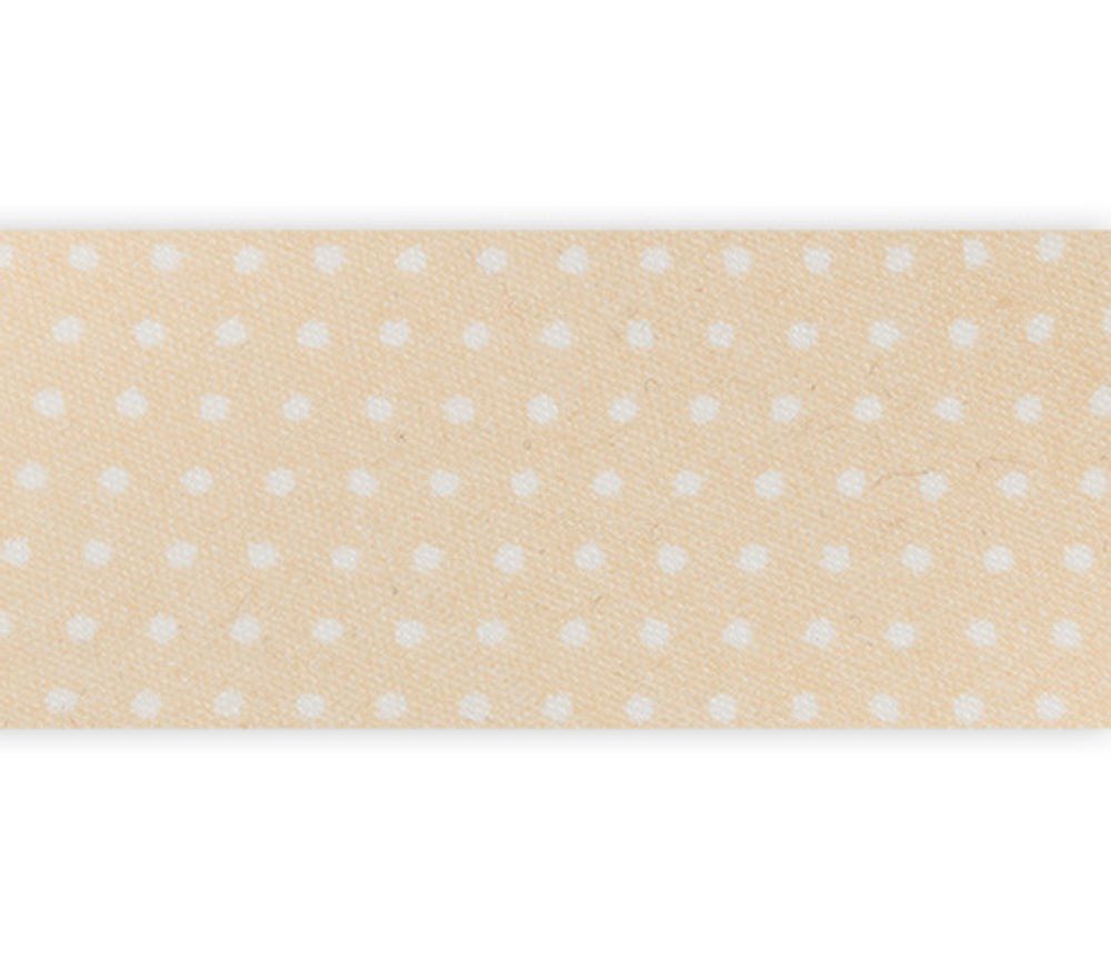 Косая бейка хлопковая 20 мм / 25 метров, 101P бежевый/белый горох, Gamma GBF-20 Косая бейка хлопковая 20 мм / 25 метров, 101P бежевый/белый горох, Gamma GBF-20