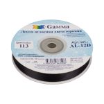 Лента атласная 2-сторонняя 12.0 мм / 33±2 метра, №113 черный, Gamma AL-12D
