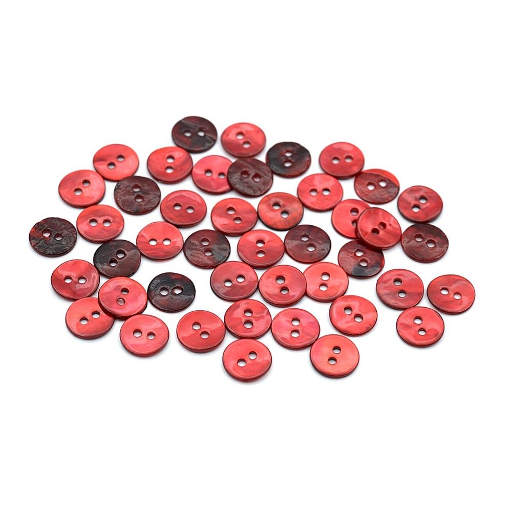 Пуговицы 2 прокола ракушка 16L (9мм) (Red (красный)), 50 шт