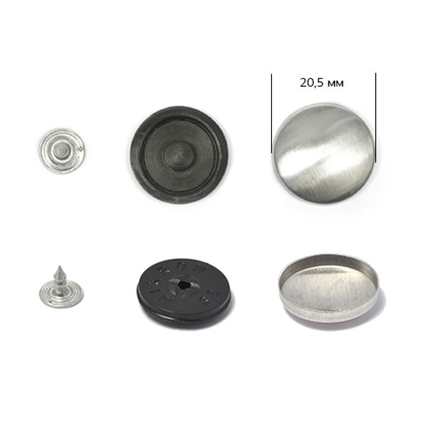 Заготовки для обтяжки пуговиц №32 (20,5мм) ножка - пластик цв. черный на гвоздике уп. 500 шт