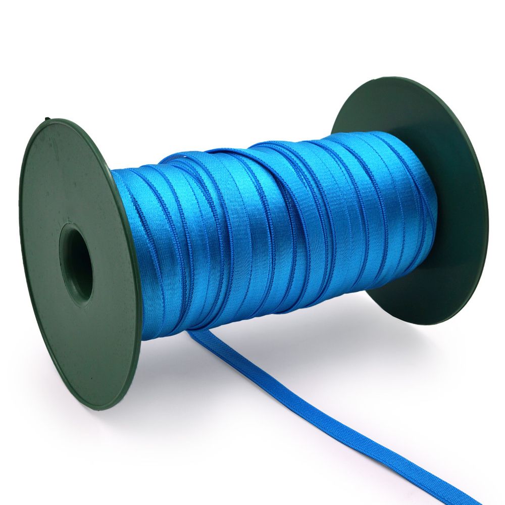 Резинка бельевая (бретелечная) люминесцентная блестящая 10.0 мм / 50 метров, голубой