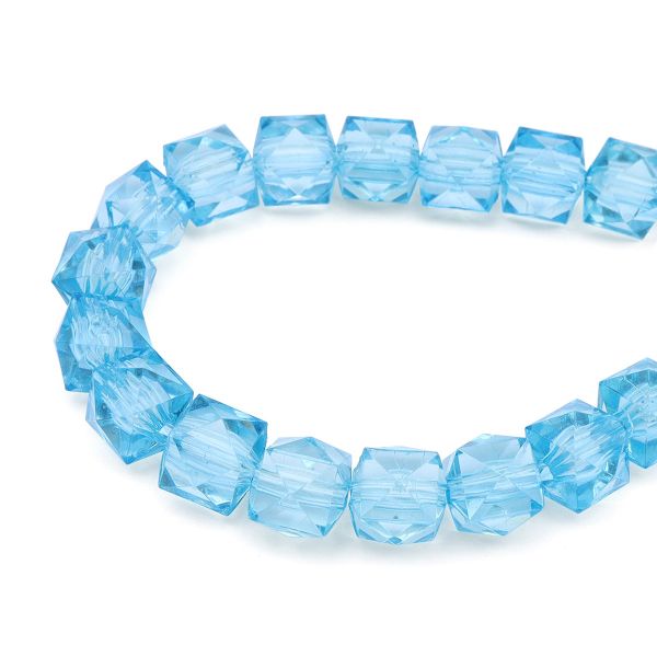 Бусины акрил ⌀10 мм, прозрач. в цвете, граненый куб, 50 г, Astra&Craft (MG.3245-12 голубой)