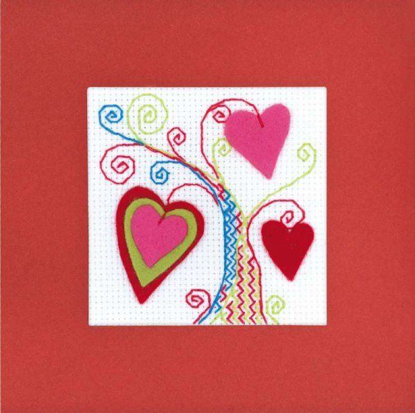 Набор для вышивания нитками Риолис, Открытка Валентинов день 14х14 см