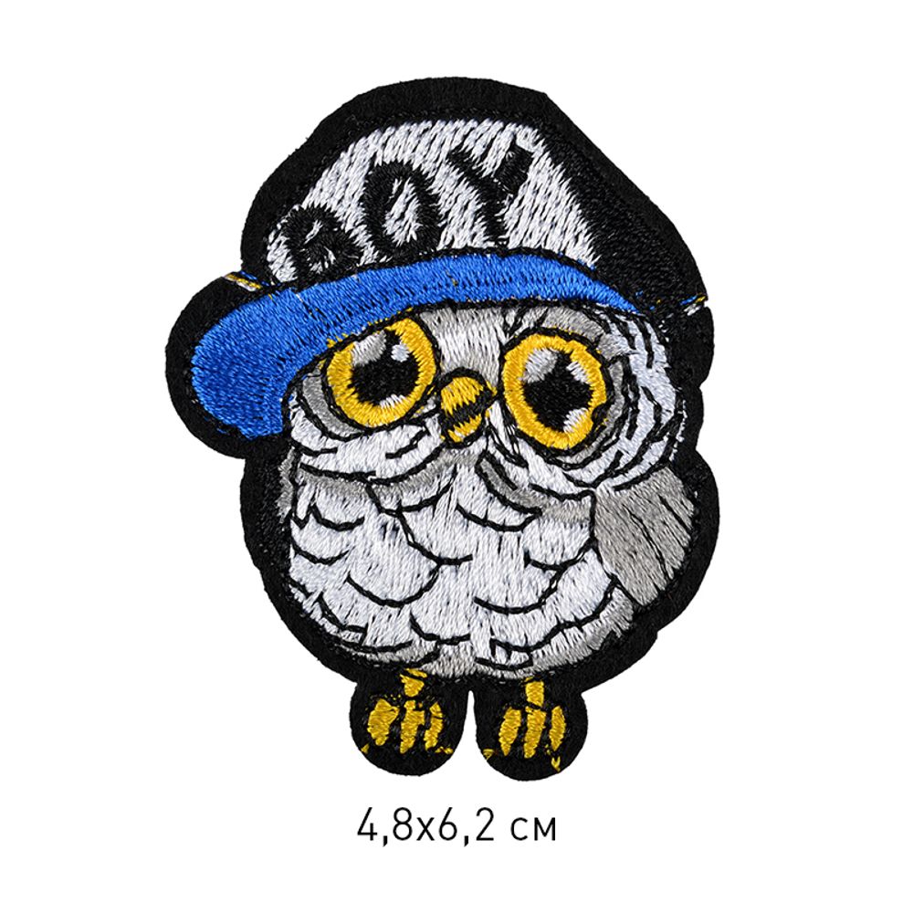 Термоаппликация 2209 Сова в кепке 4.8х6.2см, уп.10 шт
