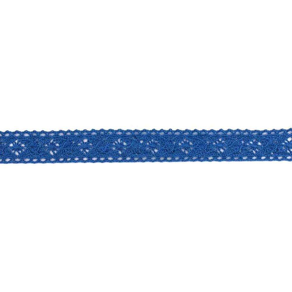 Кружево вязаное (тесьма) хлопковое 20 мм / 10 метров, цвет JD054 синий, (CL-103)