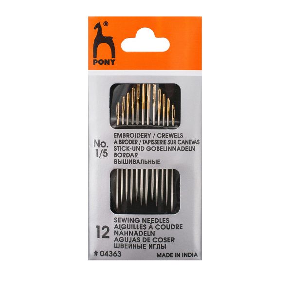 Иглы ручные для вышивания №1/5, 12 шт, Pony