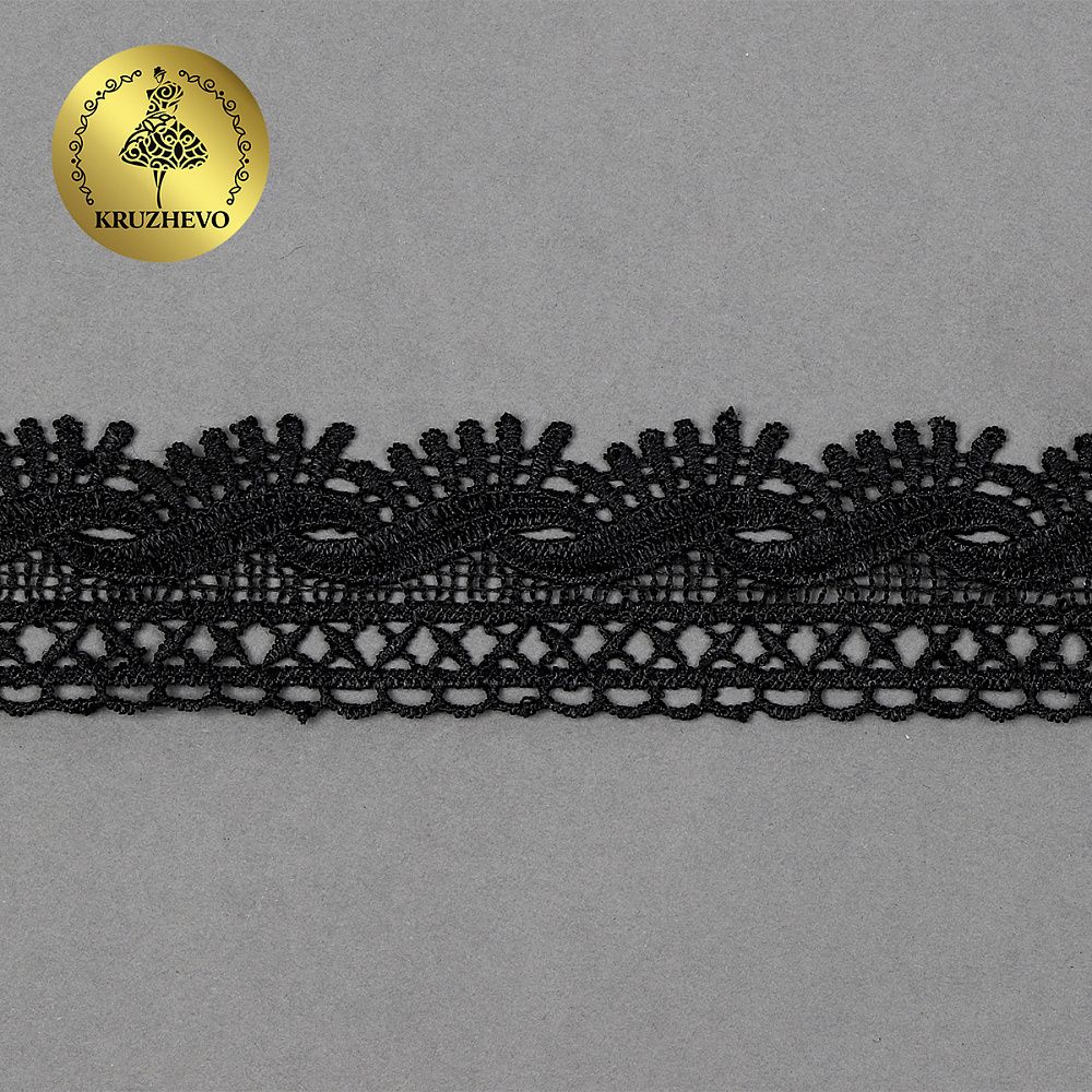 Кружево гипюр (плетёное) 40 мм, TR.16GB2005, 2 черный, 9м, Kruzhevo